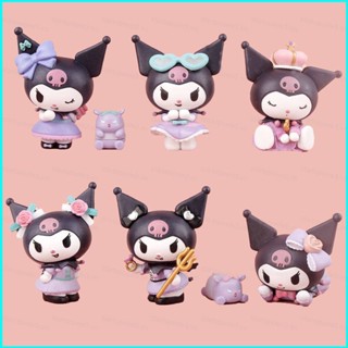 Star3 โมเดลฟิกเกอร์ Sanrio Kuromi Little Demon and Baku ของเล่นสําหรับเด็ก ของขวัญวันเกิด ตกแต่งเค้ก 6 ชิ้น