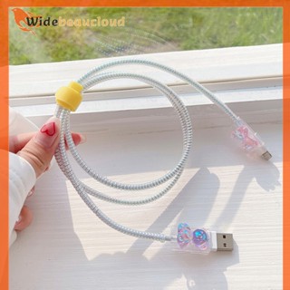 Widebeaucloud น่ารัก ที่มีสีสัน หมี ฝาครอบสายชาร์จ ตัวป้องกันกัด สายเคเบิล ฝาครอบป้องกัน สําหรับ USB โทรศัพท์ ชาร์จ ประหยัด ดี