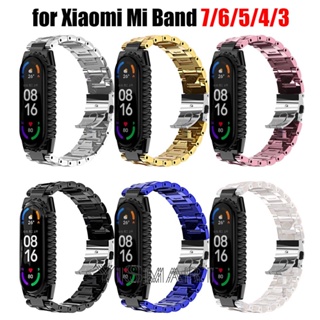 สายนาฬิกาข้อมือเรซิ่น แบบเปลี่ยน สําหรับ Xiaomi Mi Band 7 6 5 Miband 3 4