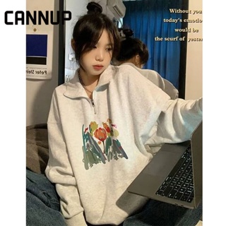 Cannup เสื้อผ้าผู้ญิง แขนยาว เสื้อฮู้ด คลุมหญิง สไตล์เกาหลี แฟชั่น A28J13O