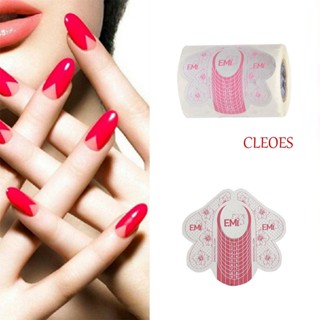 Cleoes ถาดกระดาษพลาสติก สีชมพู สําหรับต่อเล็บเจล 100 ชิ้น ต่อม้วน