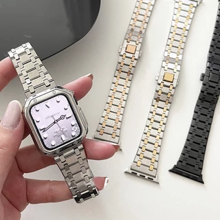 หรูหรา Strap + สําหรับ Smart Watch S11 10 46 มม.49 มม.7 6 5 SE 4 3 สแตนเลส Soild Band สําหรับ iWatch 41 มม.45 38/42 40/44 Link