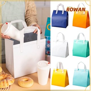 Rowans กระเป๋าใส่อาหารกลางวัน มีฉนวนกันความร้อน ทรงสี่เหลี่ยม กันน้ํา แบบพกพา สีพื้น สําหรับร้านอาหาร