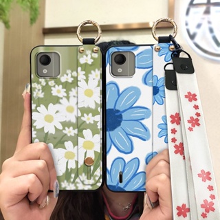 Kickstand ring Phone Case For Nokia C110 4G Waterproof Shockproof Lanyard Wrist Strap flower Fashion Design Durable Silicone