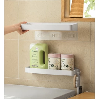 Omocha | Plastic Wall Shelf ชั้นวางของติดผนัง ไม่ต้องเจาะ ติดกาว สำหรับห้องน้ำ/ห้องครัว มินิมอล