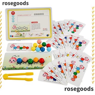 Rosegoods1 เกมลูกปัดไม้ จับคู่สี ของเล่นสําหรับแม่ และลูก