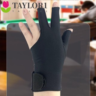 Taylor1 ถุงมือบิลเลียด สามนิ้ว กันลื่น ระบายอากาศ มีกาวในตัว สีดํา สําหรับบิลเลียด