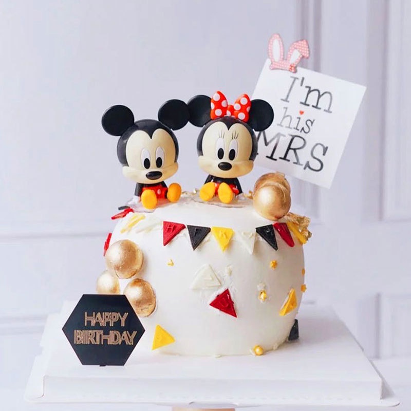 ป้ายปักเค้ก โมเดลตุ๊กตา ธีมMicky&Minnie