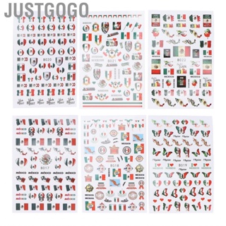 Justgogo 6 Sheet Set Mexican Flag Nail Art  Salon Self Adhesive Decals BSU