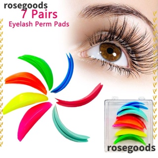 Rosegoods1 แผ่นดัดขนตา ซิลิโคน ใช้ซ้ําได้ อุปกรณ์เสริม สําหรับต่อขนตา 7 คู่