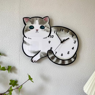 [Daily optimization] kitten Cartoon creative personalized decoration wall clock wall clock cat coffee kindergarten living room childrens room clock 8/21