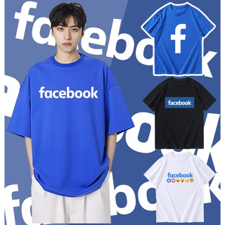 [พร้อมส่ง] เสื้อยืดFacebook เฟสบุ๊ค oversize Cotton T-Shirt คอกลมแขนสั้น เสื้อผ้าแฟชั่น ใส่ได้ทั้งชายและหญิง