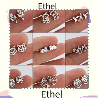 Ethel1 ต่างหูสตั๊ด สเตนเลส รูปการ์ตูนสัตว์ แมว สุนัขตัวเล็ก น่ารัก เครื่องประดับ สําหรับผู้หญิง 4 คู่