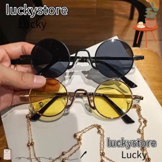 Lucky แว่นตากันแดด UV400 ทรงกลม ขนาดเล็ก หลากสีสัน สําหรับปาร์ตี้ ชายหาด ท่องเที่ยว