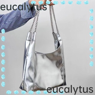 Eucalytus1 กระเป๋าถือ กระเป๋าสะพายไหล่ สะพายข้าง หนัง PU ความจุสูง สีพื้น แฟชั่นสําหรับสตรี