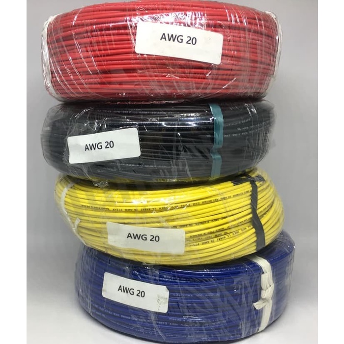 PUTIH AWG 20 awg20 สายไฟเบอร์ทองแดงสีขาวขายปลีก 1 เมตร Jumper Cable - สีเหลือง