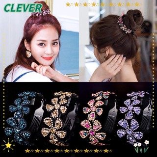 Clever กิ๊บติดผม คริสตัล รูปกรงเล็บดอกไม้ เครื่องประดับผม