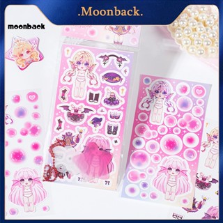 &lt;moonback&gt; สติกเกอร์ ลายการ์ตูนเด็กผู้หญิงน่ารัก ที่ทนทานต่อการซีดจาง อุปกรณ์การเรียน ตกแต่งหน้าหนังสือ