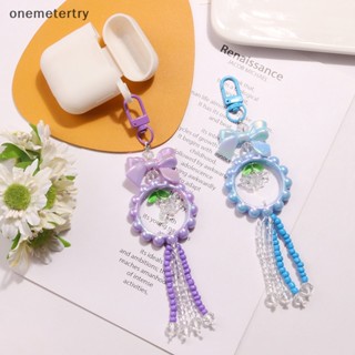 Onem พวงกุญแจ จี้รูปโบว์ ดอกไม้ ประดับลูกปัด สีหวาน สร้างสรรค์ DIY สําหรับผู้หญิง