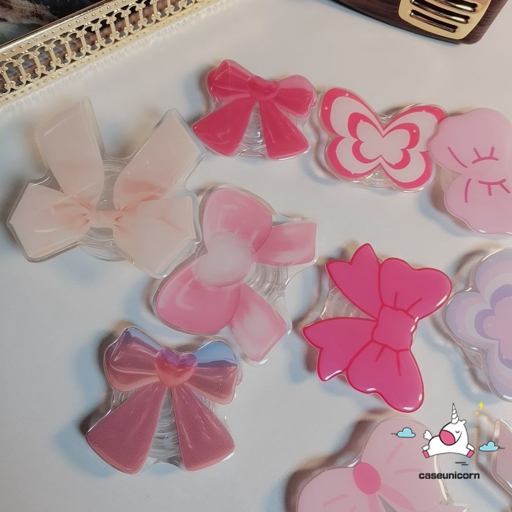 ที่วางโทรศัพท์มือถือ แบบพับได้ ลายการ์ตูนผีเสื้อ ดอกไม้ สีมาการอง แบบสร้างสรรค์ แฟชั่นสําหรับผู้หญิง - รูปที่ 3