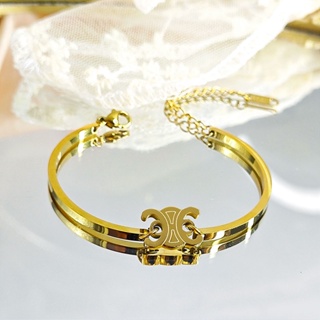 เครื่องประดับ ต่างหู สร้อยข้อมือ สเตนเลส ทอง 18K ไทเทเนียม สไตล์คลาสสิก เรโทร สําหรับผู้หญิง