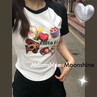 Moon เสื้อครอป เสื้อแฟชั่นผู้หญิง y2k สีพื้น สําหรับผู้หญิง ใส่ไปคลับ ปาร์ตี้ 2023 NEW 23032402