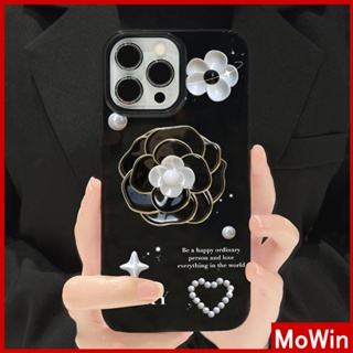 Mowin - เข้ากันได้สำหรับ เคสไอโฟน เคสไอโฟน11 เคส iphone 11 สำหรับ iPhone 14 Pro Max เคส iPhone สีดำเงา TPU เคสอ่อนกันกระแทกป้องกันกล้องหรูหราดอกไม้สีดำเข้ากันได้กับ iPhone 13 Pro max 12 Pro Max 11 xr xs max 7Plus 8Plus