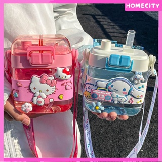 [พร้อม] ใหม่ถ้วยน้ำสาวมูลค่าสีสูงน่ารัก Sanrio ถ้วยแบบพกพาเด็กนักเรียนคู่เครื่องดื่ม Sipette ถ้วย