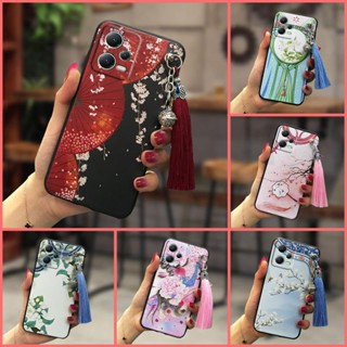 Waterproof cartoon Phone Case For Redmi Note12 5G Global/Poco X5 5G Chinese Style Shockproof Lanyard Cover tassel