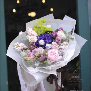 กระดาษฟลาวด์สีพื้นโปร่งขอบมุข ขนาด 58x58 ซม. PF-P006 กระดาษห่อช่อ แผ่นพลาสติกห่อดอกไม้ อุปกรณ์จัดช่อ ดอกไม้ปลอม DIY
