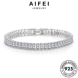 AIFEI JEWELRY Silver ต้นฉบับ กำไลข้อมือ 925 แท้ แฟชั่น เครื่องประดับ มอยส์ซาไนท์ไดมอนด์ สี่เหลี่ยมที่สง่างาม ผู้หญิง กำไล เกาหลี ผู้หญิง เครื่องประดับ เงิน B5