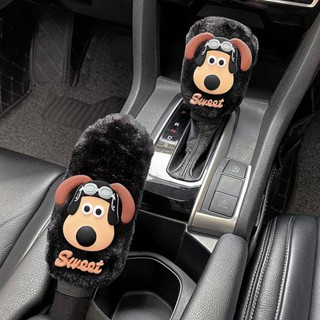 Car Handbrake Sleeve Shift Knob Cover Cartoon Cute Gear Shift Knob Cover Gear Cover Handbrake Sleeve Car Interior Decoration Suit zopK