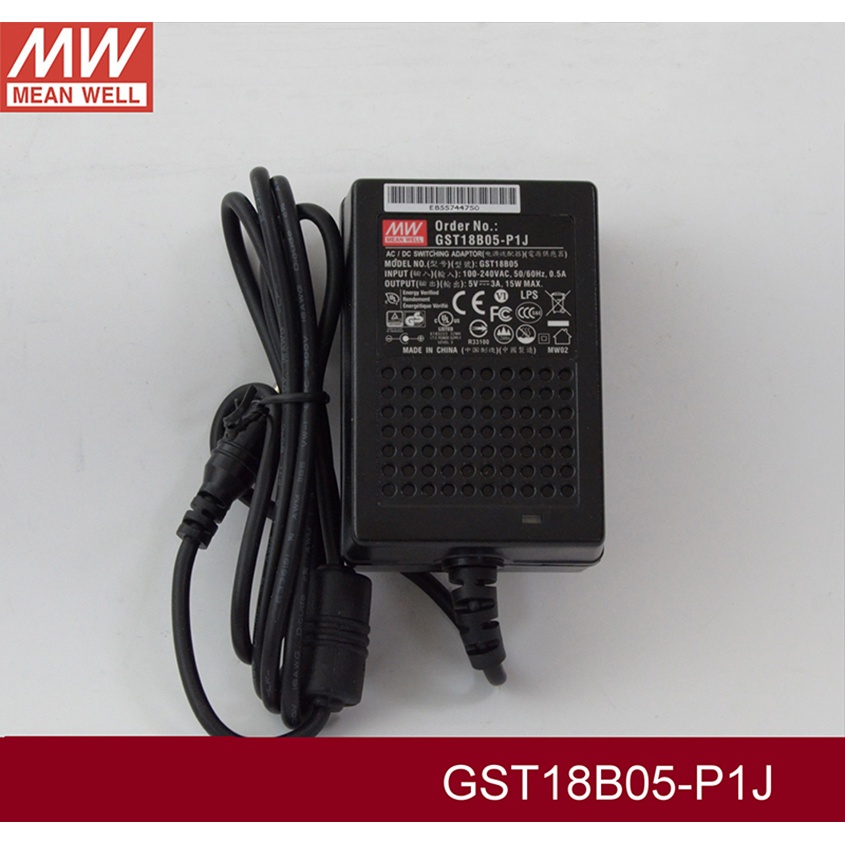 Mean WELL GST18B05-P1J Industrial Desktop Adaptor 5V 3A 15W Meanwell ระดับ VI อะแดปเตอร์ Switching P