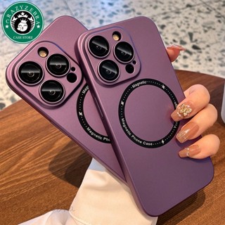 เคสโทรศัพท์มือถือ ซิลิโคนนุ่ม ผิวด้าน แม่เหล็ก ไร้สาย ป้องกันเลนส์ สําหรับ Phone 13 11 12 14 Pro Max 14 Plus