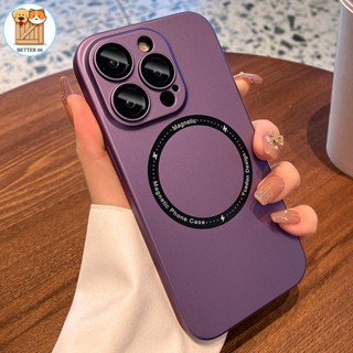 เคสโทรศัพท์มือถือ ซิลิโคนนุ่ม ผิวด้าน แม่เหล็ก ไร้สาย ป้องกันเลนส์ สําหรับ Phone 13 11 12 14 Pro Max 14 Plus