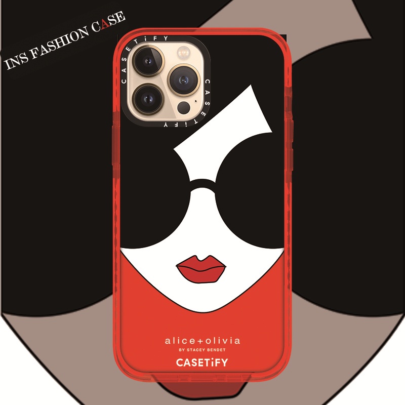 Casetify X olivia แว่นกันแดดเดี่ยว เด็กผู้หญิง สีแดง ใส iPhone เคส สําหรับ iPhone 14 13 12 11 Pro MAX IX XS MAX XR 6 6s 7 8 Plus เคสกันกระแทก กันชน เคสนิ่ม