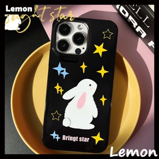 [Lemon] เคสโทรศัพท์มือถือนิ่ม ลายการ์ตูนกระต่าย ดาวน่ารัก สีดําวาว สําหรับ 14pro 14promax 13 13pro 13promax 11 12 12pro 12promax XR XSMAX 7P 8P