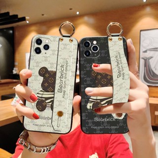 เคสโทรศัพท์มือถือหนัง TPU นิ่ม กันกระแทก ลายหมีแบร์บริกน่ารัก พร้อมแหวนขาตั้ง สีดํา สีขาว สําหรับ Oneplus 10 9 9R 8T 8 Pro 7 7t One Plus 6