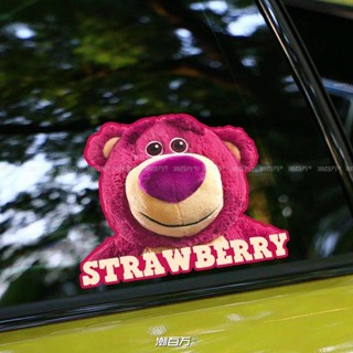 Strawberry Bear Cartoon Car Stickers Trunk Electric Car Decal Car Window Cute Decorative Stickers Car Waterproof Sticker YYHq