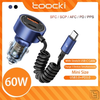 Toocki อะแดปเตอร์ชาร์จเร็ว 60W พร้อมสายเคเบิล Type C USB QC3.0 PD3.0 สําหรับ Xiaomi Oppo