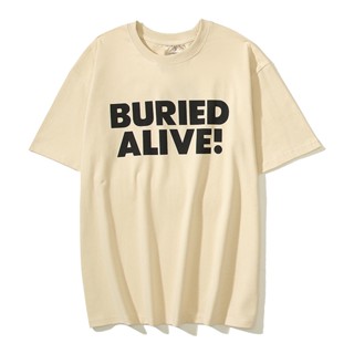 เสื้อยืดแขนสั้น ผ้าฝ้าย พิมพ์ลายท่าทาง Gallery Dept BURIED ALIVE Slogan ทรงหลวม สไตล์สตรีท