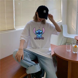 เสื้อยืดคอกลม แขนสั้น ลายการ์ตูน Stitch น่ารัก แบบสวมหัว แฟชั่นฤดูร้อน สไตล์เกาหลี สําหรับเด็กผู้ชาย และเด็กผู้หญิง