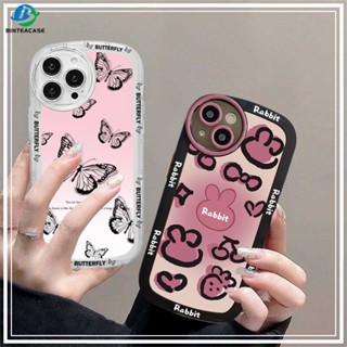 เคสโทรศัพท์มือถือแบบนิ่ม TPU ใส ลายผีเสื้อ กระต่าย Binteacase สําหรับ Samsung A14 M14 A04 A04S A13 A02S A03 A03S A23 A30S A11 A12 A51 A30 A50 A52 A20S A10S M11 M12 A22 M22 M32 J7 Pro Prime J4 Plus