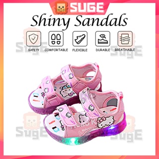 【Suge】Hello Kitty รองเท้าแตะ เปิดนิ้วเท้า มีไฟ Led แฟชั่นฤดูร้อน สําหรับเล่นกีฬา