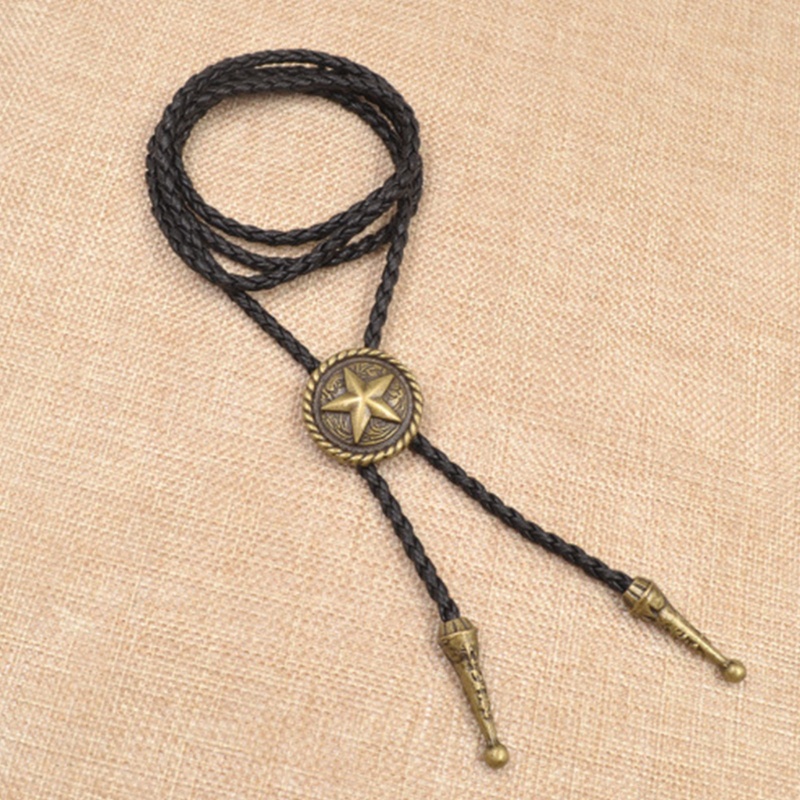 Sweetyvi1 อเมริกัน Bolo Tie Vintage Western Punk คาวบอย Star จี ้ หนัง Faux เชือกถักสายไฟสร ้ อยคอสําหรับ ราคา ถูกที่สุด ดีลบีเคเค แกลเลอรีภาพที่ 4