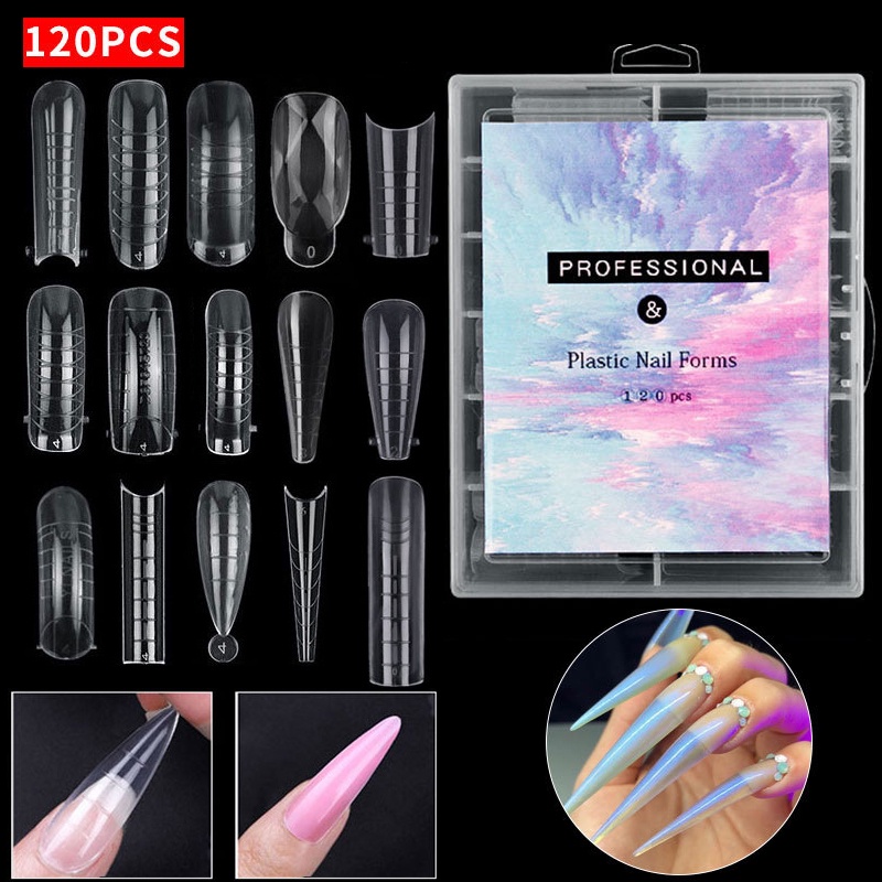 Misscheering เล็บปลอมอะคริลิคใส สไตล์ฝรั่งเศส สําหรับตกแต่งเล็บ DIY 120 ชิ้น ต่อกล่อง