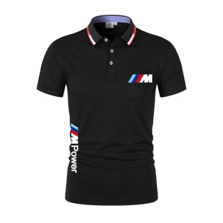 เสื้อโปโลแขนสั้น พิมพ์ลาย BMW ทรงหลวม ขนาดใหญ่ สําหรับคู่รัก