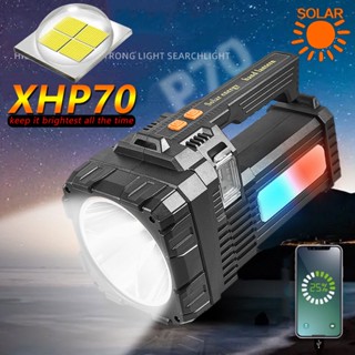 ใหม่ ไฟฉาย LED พลังงานแสงอาทิตย์ XHP70 อเนกประสงค์ แบบพกพา สําหรับตกปลา