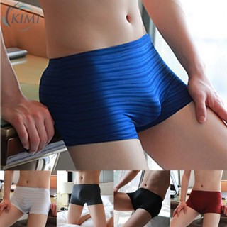 【 Big discount 】Male Mens Underwear Stripe White Black Breathable Grey Ice Silk Low-rise Red