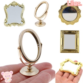 LILAC Toy European Style Vintage Bathroom Furniture Round Square Dollhouse Ornament Miniature Retro Mirror